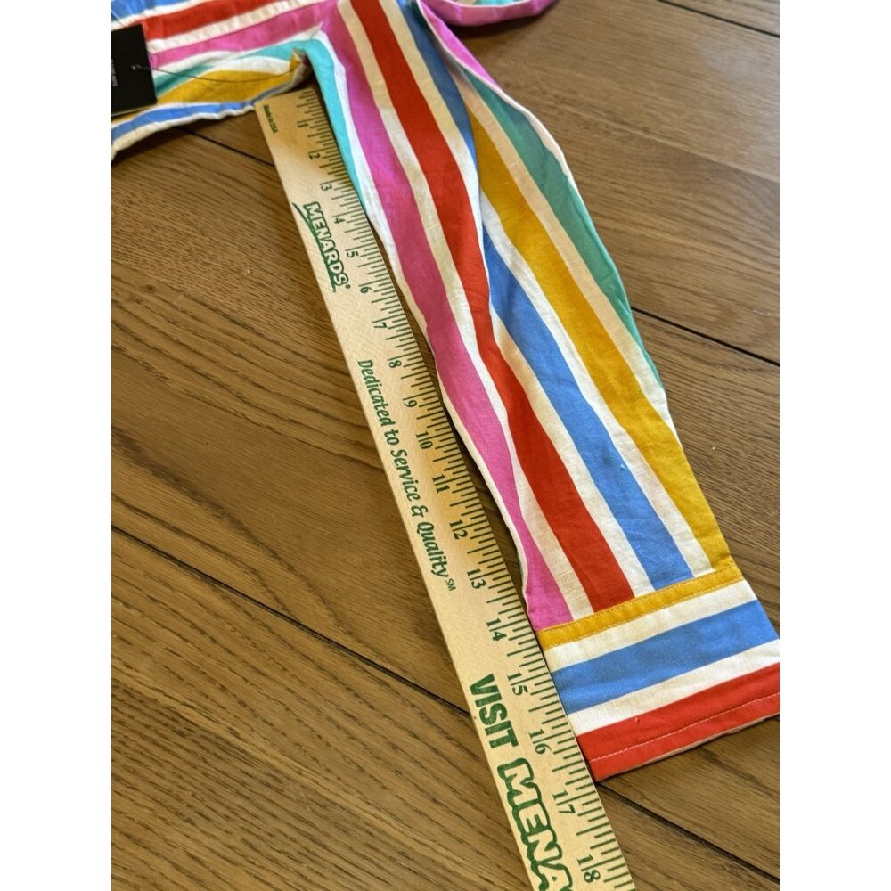 Tuckernuck Callahan Dress XS Rainbow Stripe Mini Dress size Cotton Linen Blend - Picture 14 of 16